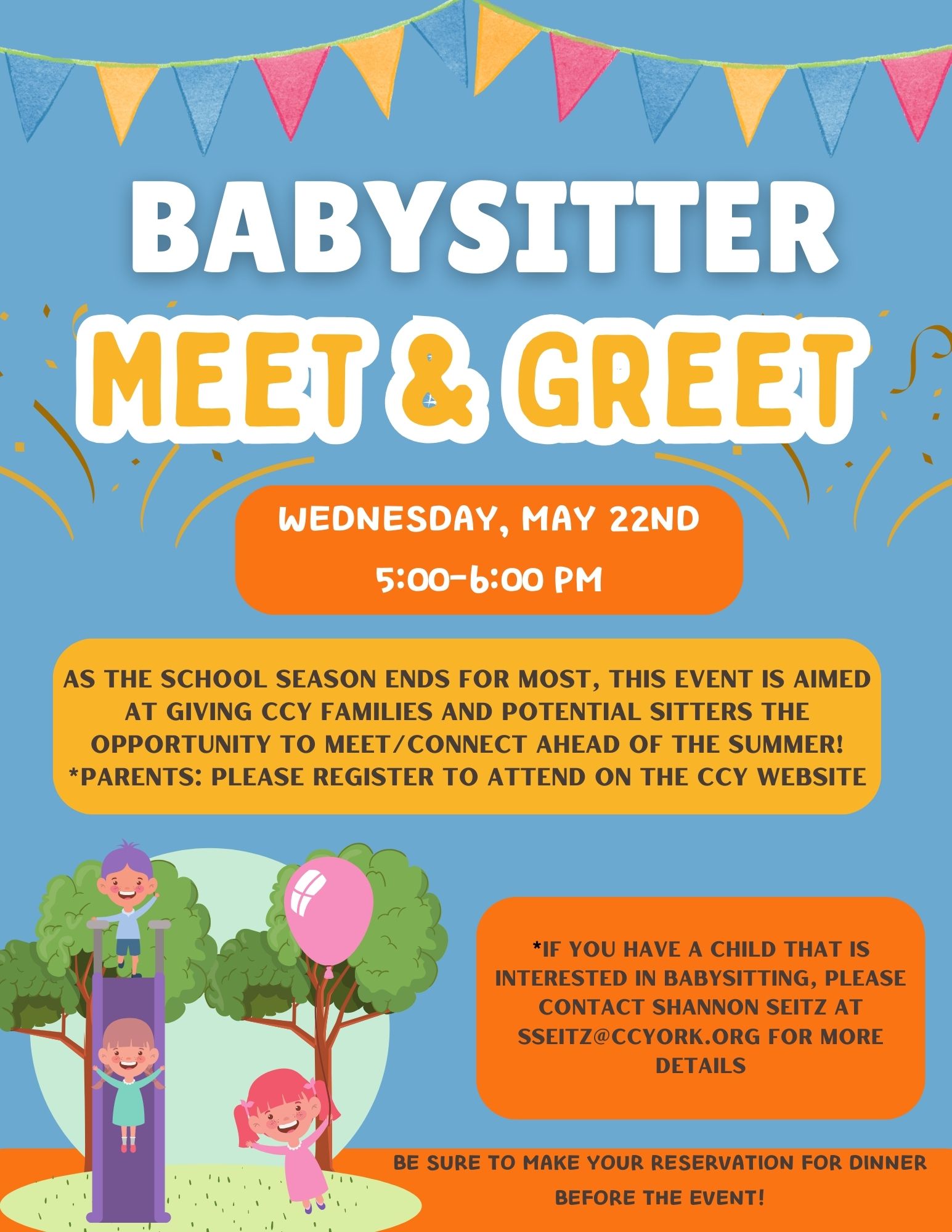 Country Club of York Calendar Event Babysitter Meet & Greet